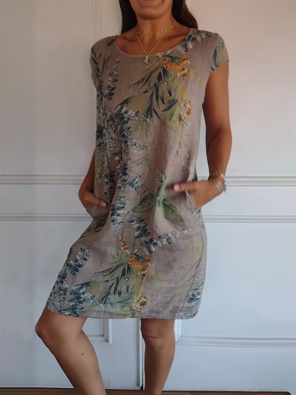 Vinki - Linnen zomerjurk Ronde hals
