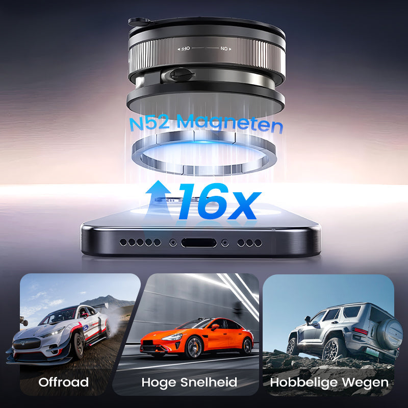 MagnoGrip™ – 360° Draaibare Magnetische Telefoonhouder met Vacuümzuigkracht