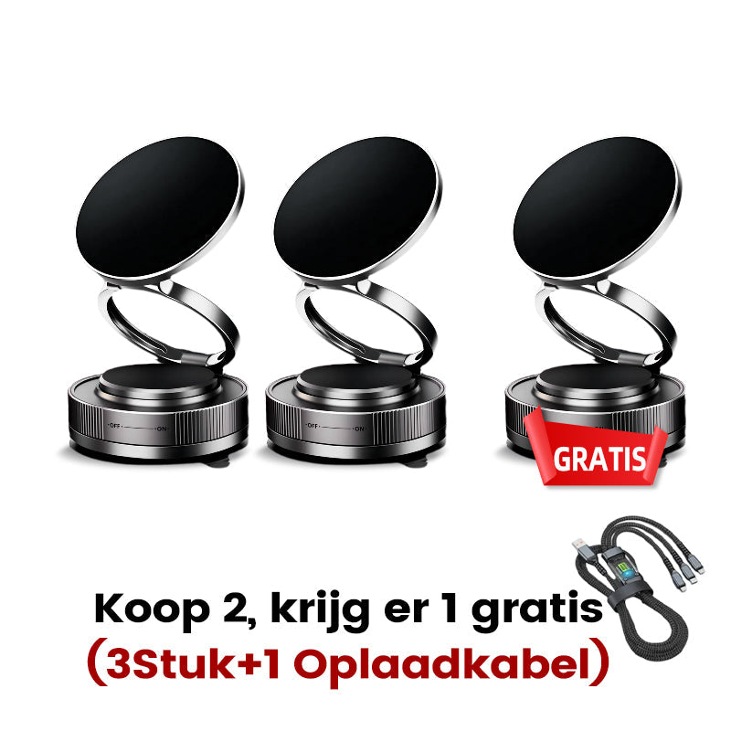 MagnoGrip™ – 360° Draaibare Magnetische Telefoonhouder met Vacuümzuigkracht