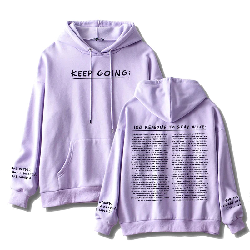 100 redenen om te blijven leven Hoodie (Keep Going)