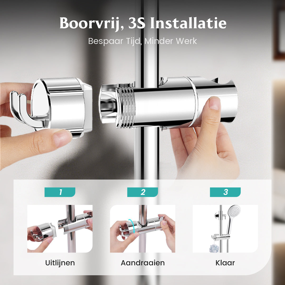AquaGrip™ – Verstelbare Douchehouder zonder Boren
