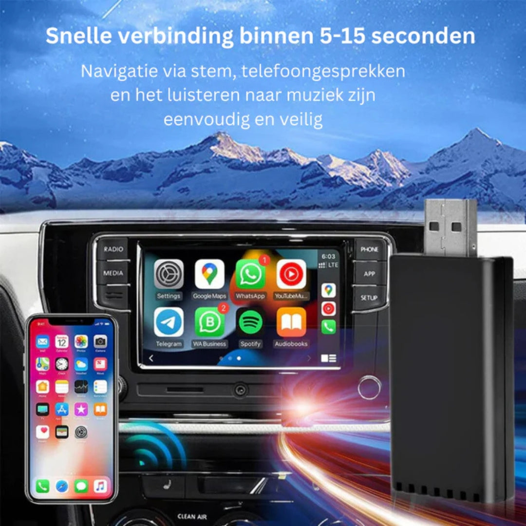DriveLink™ | Draadloze Apple CarPlay & Android Auto | USB-A & USB-C