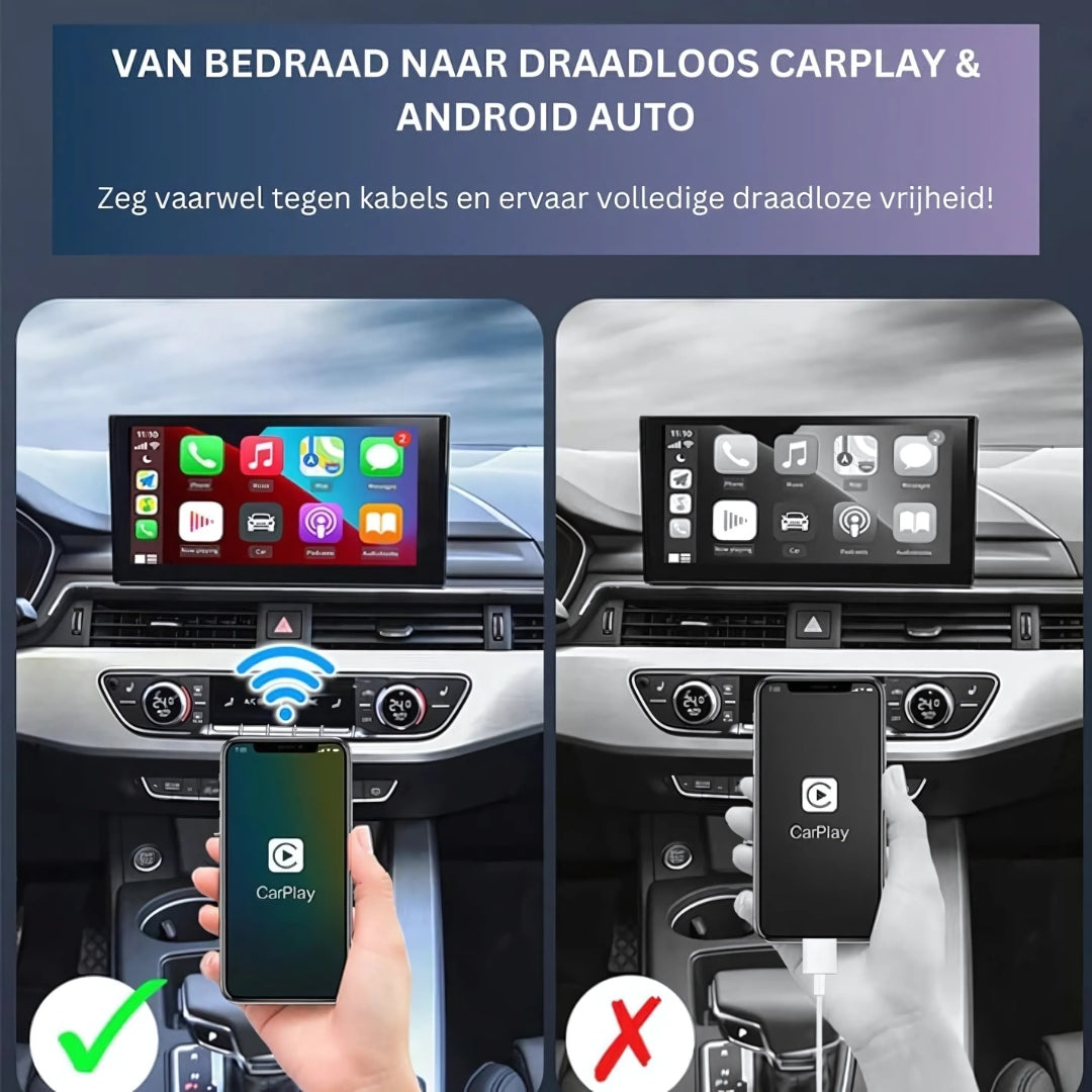 DriveLink™ | Draadloze Apple CarPlay & Android Auto | USB-A & USB-C
