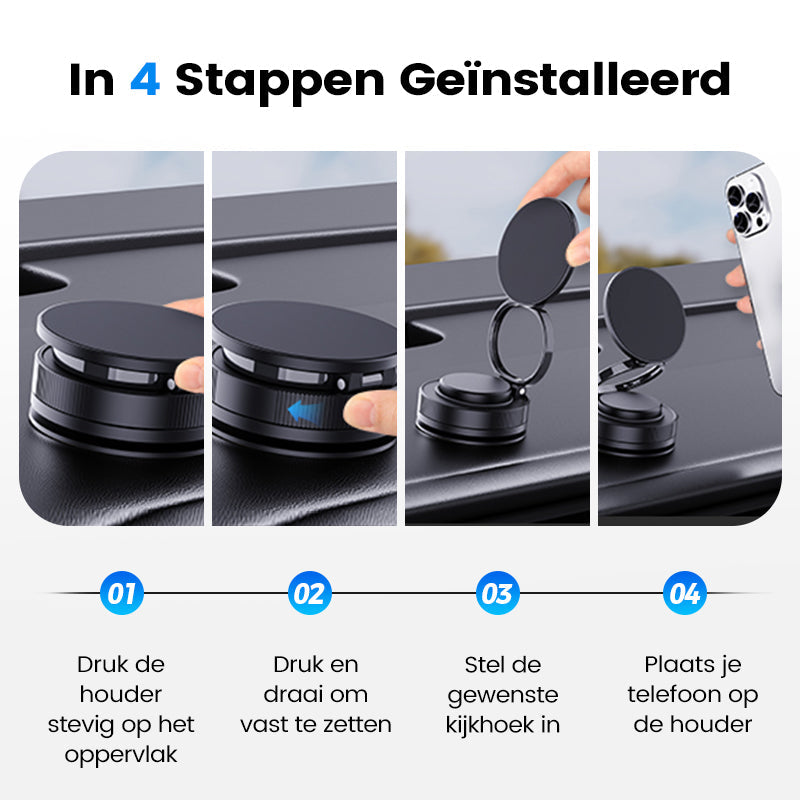 MagnoGrip™ – 360° Draaibare Magnetische Telefoonhouder met Vacuümzuigkracht