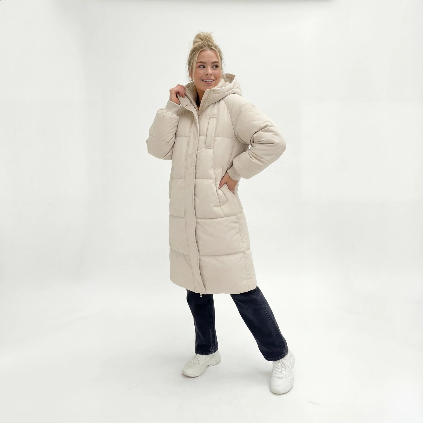 Elvaris™ Lange Gewatteerde Winterjas met Capuchon