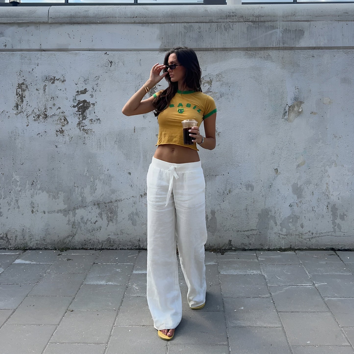 BreezyLuxe | LINNEN BROEK MET LAGE TAILLE