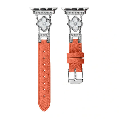 LioraBands™ – Luxe Leren Horlogeband met Kristallen Accenten