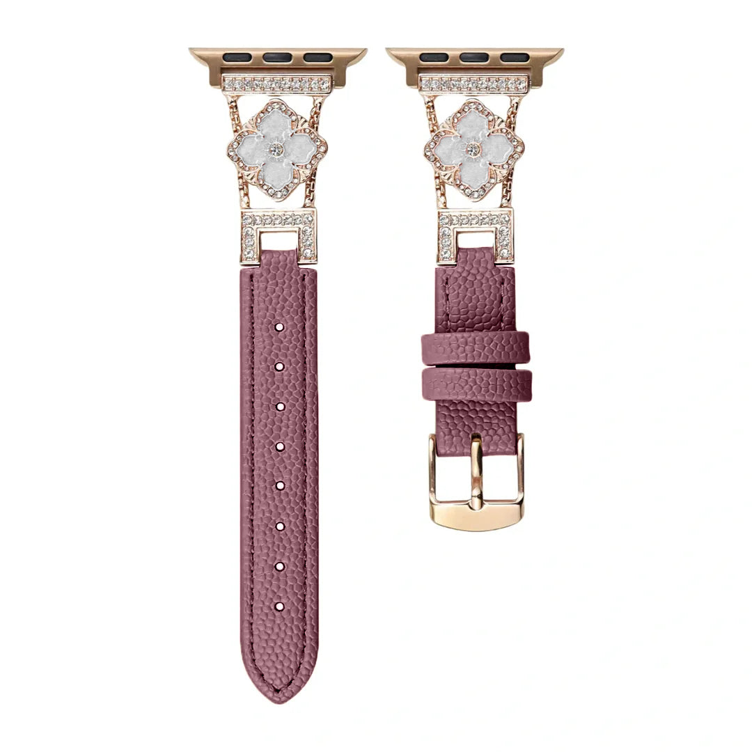 LioraBands™ – Luxe Leren Horlogeband met Kristallen Accenten