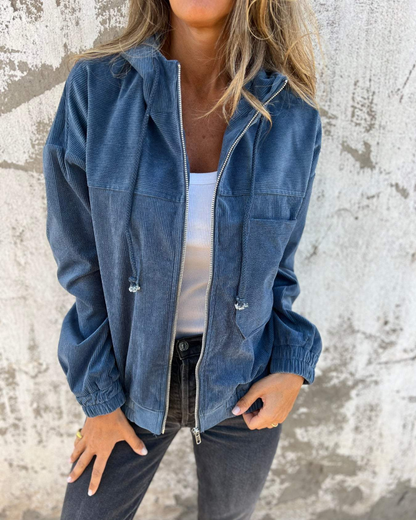 LYRA| Casuale Velvet Hooded Jas