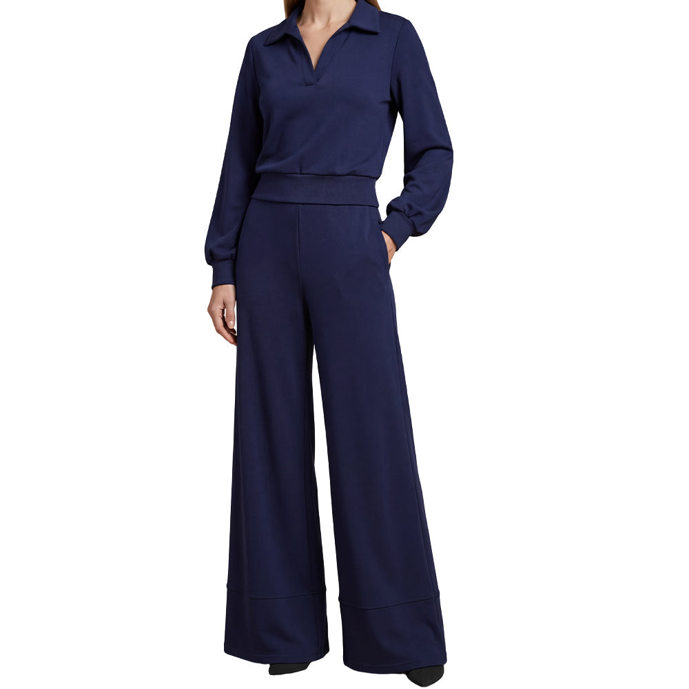 Noveya™ Tweedelige Dameset met Revers Top & Wijde Broek