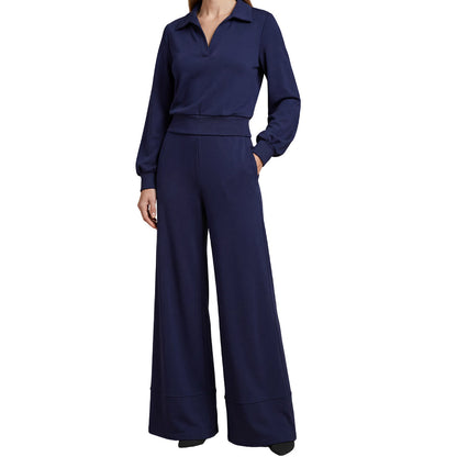 Noveya™ Tweedelige Dameset met Revers Top & Wijde Broek