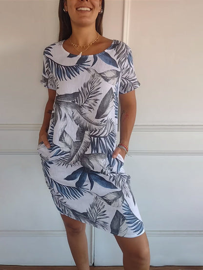 Vinki - Linnen zomerjurk Ronde hals