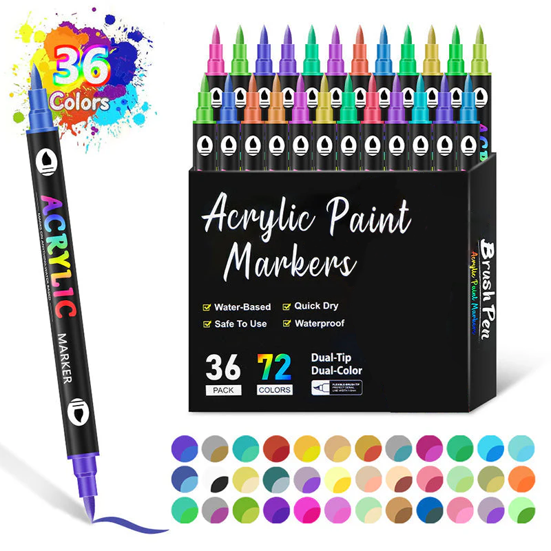 ColorMuse™ Acrylmarker Set – 72 Levendige Kleuren voor Eindeloze Creativiteit