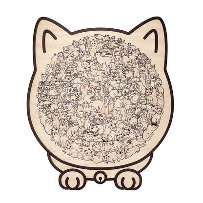Pawzelle™ – Houten Kattenpuzzel met Morandi-kleuren (135-delig)