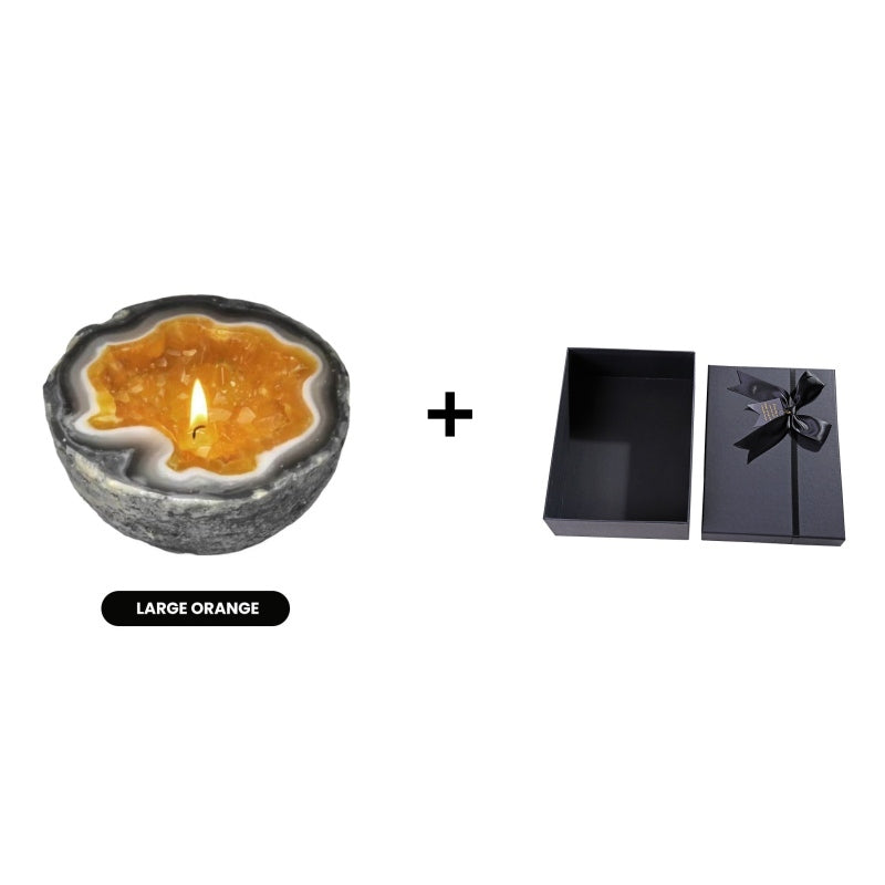 Lumyra™ Geode Kristalkaars – Natuurlijke Rust & Sfeervolle Elegantie