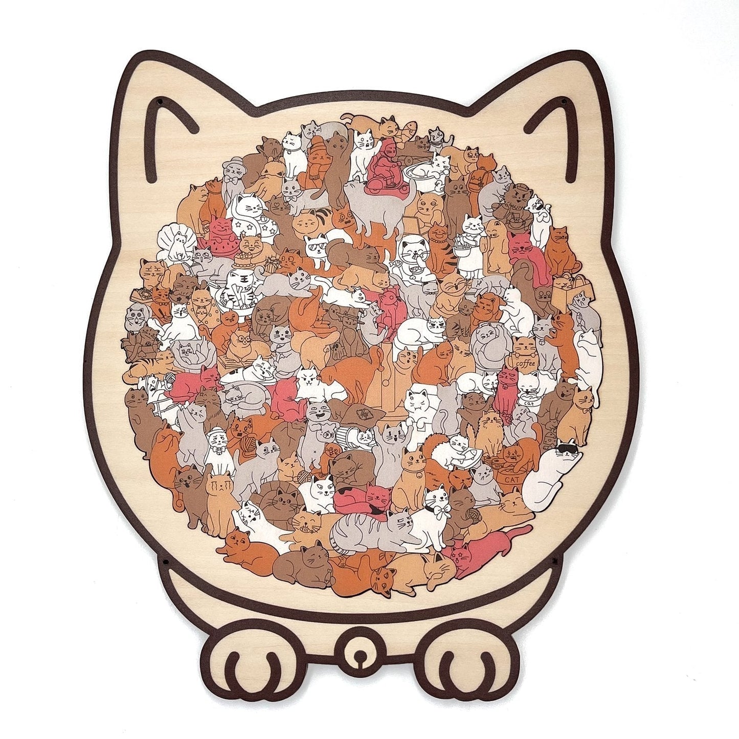 Pawzelle™ – Houten Kattenpuzzel met Morandi-kleuren (135-delig)