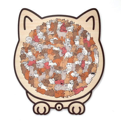 Pawzelle™ – Houten Kattenpuzzel met Morandi-kleuren (135-delig)