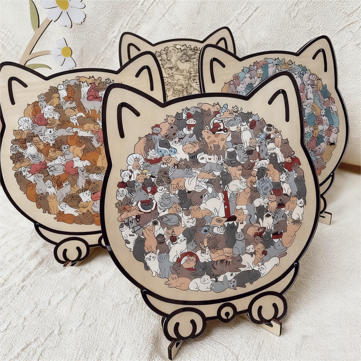 Pawzelle™ – Houten Kattenpuzzel met Morandi-kleuren (135-delig)