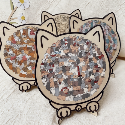 Pawzelle™ – Houten Kattenpuzzel met Morandi-kleuren (135-delig)
