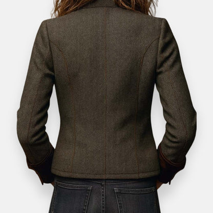 Lunoré™ | Elegante Tweed Jas met Fluwelen Details