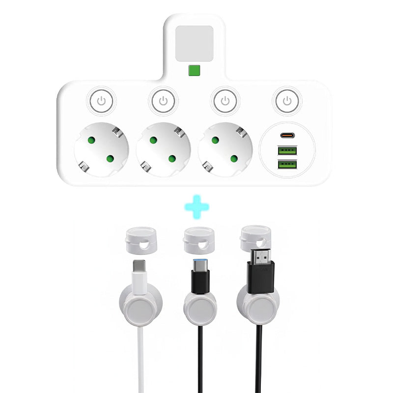 Nexora™ SmartPower Hub met USB & Nachtlamp
