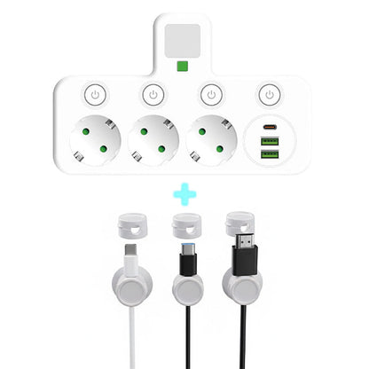 Nexora™ SmartPower Hub met USB & Nachtlamp