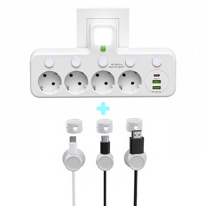 Nexora™ SmartPower Hub met USB & Nachtlamp