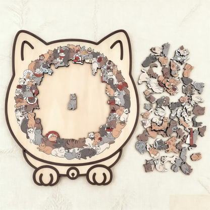 Pawzelle™ – Houten Kattenpuzzel met Morandi-kleuren (135-delig)