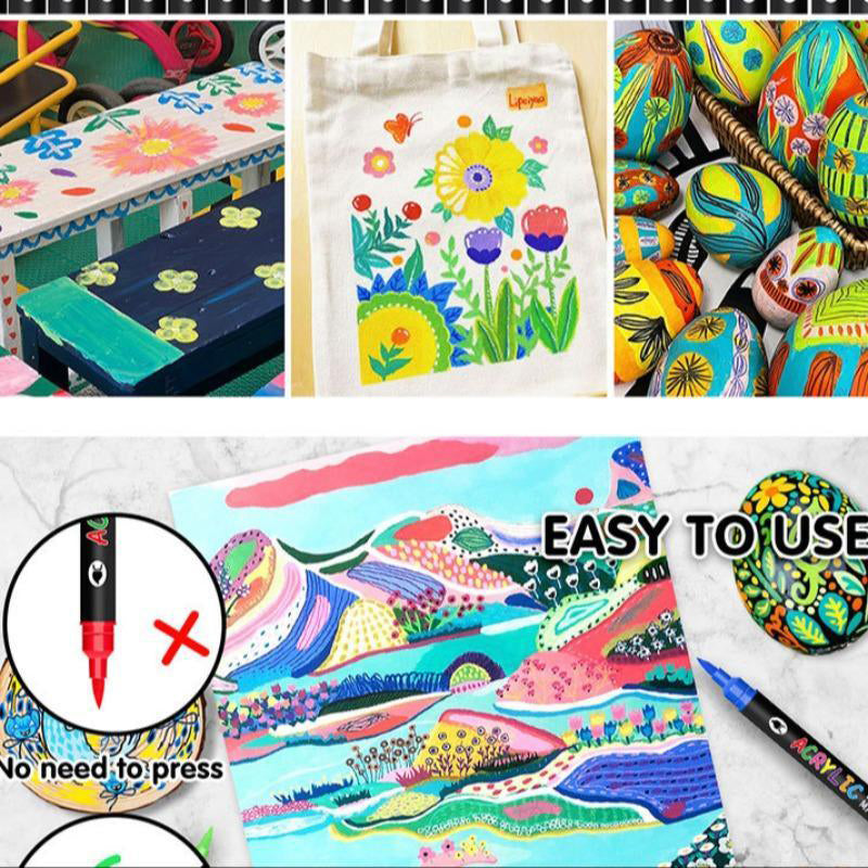 ColorMuse™ Acrylmarker Set – 72 Levendige Kleuren voor Eindeloze Creativiteit