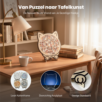 Pawzelle™ – Houten Kattenpuzzel met Morandi-kleuren (135-delig)