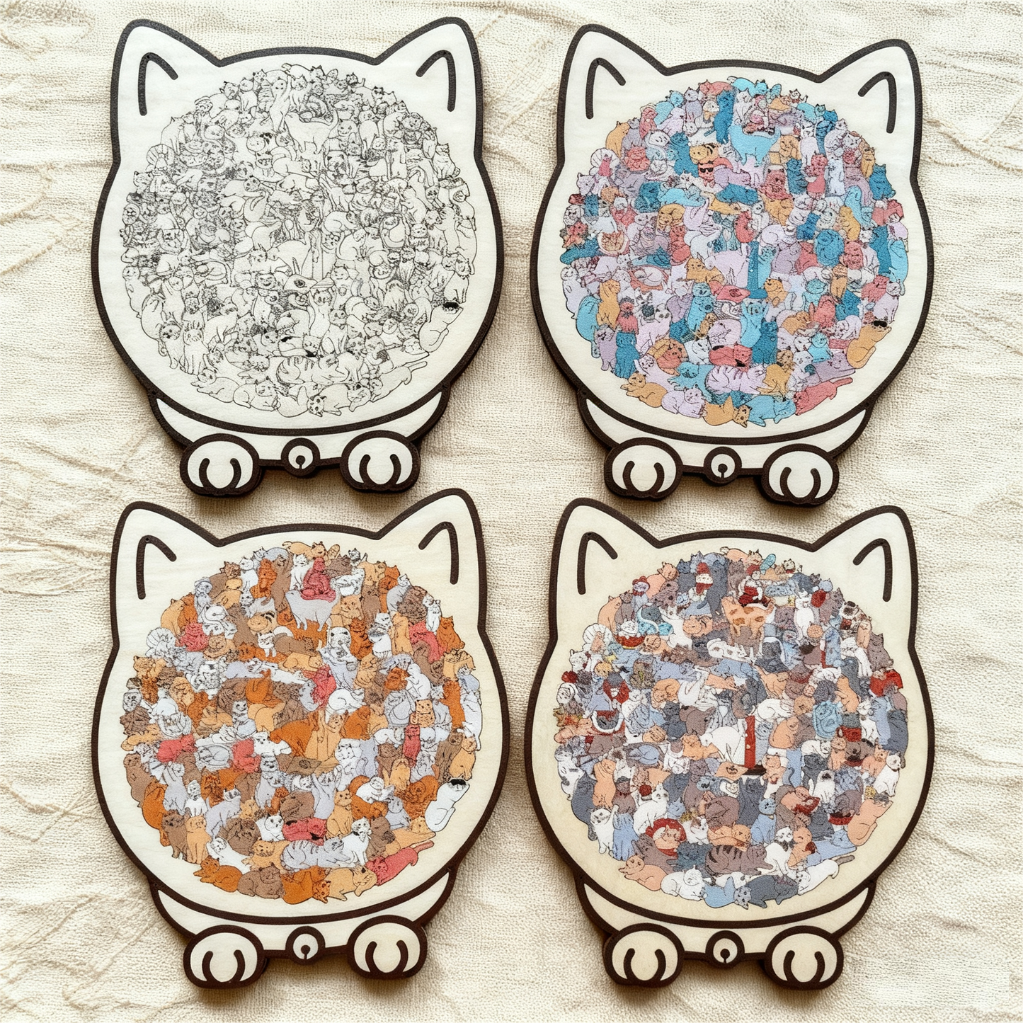 Pawzelle™ – Houten Kattenpuzzel met Morandi-kleuren (135-delig)