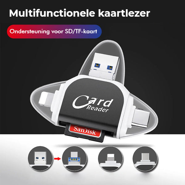 FlexiVault™ | 4-in-1 Smart Cardlezer – Direct Bestanden Overzetten Zonder Gedoe