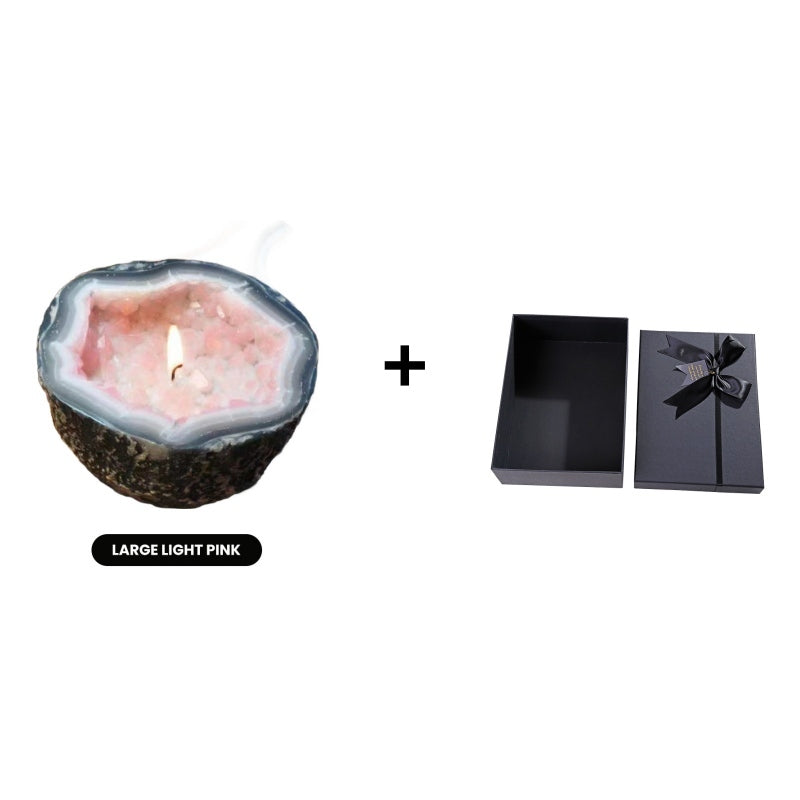 Lumyra™ Geode Kristalkaars – Natuurlijke Rust & Sfeervolle Elegantie