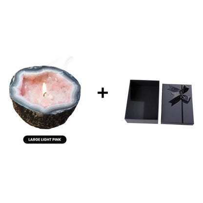 Lumyra™ Geode Kristalkaars – Natuurlijke Rust & Sfeervolle Elegantie