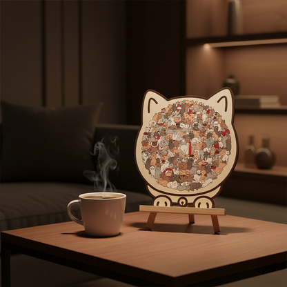 Pawzelle™ – Houten Kattenpuzzel met Morandi-kleuren (135-delig)