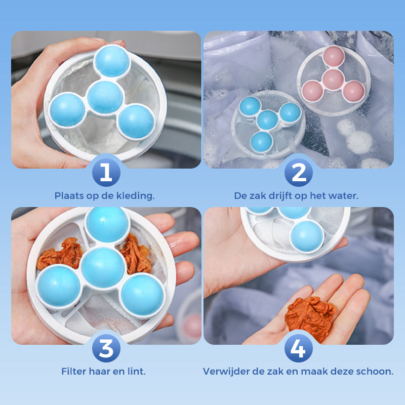 FluffAway™ Wasfilter – Weg met Haar, Pluisjes en Vuil!