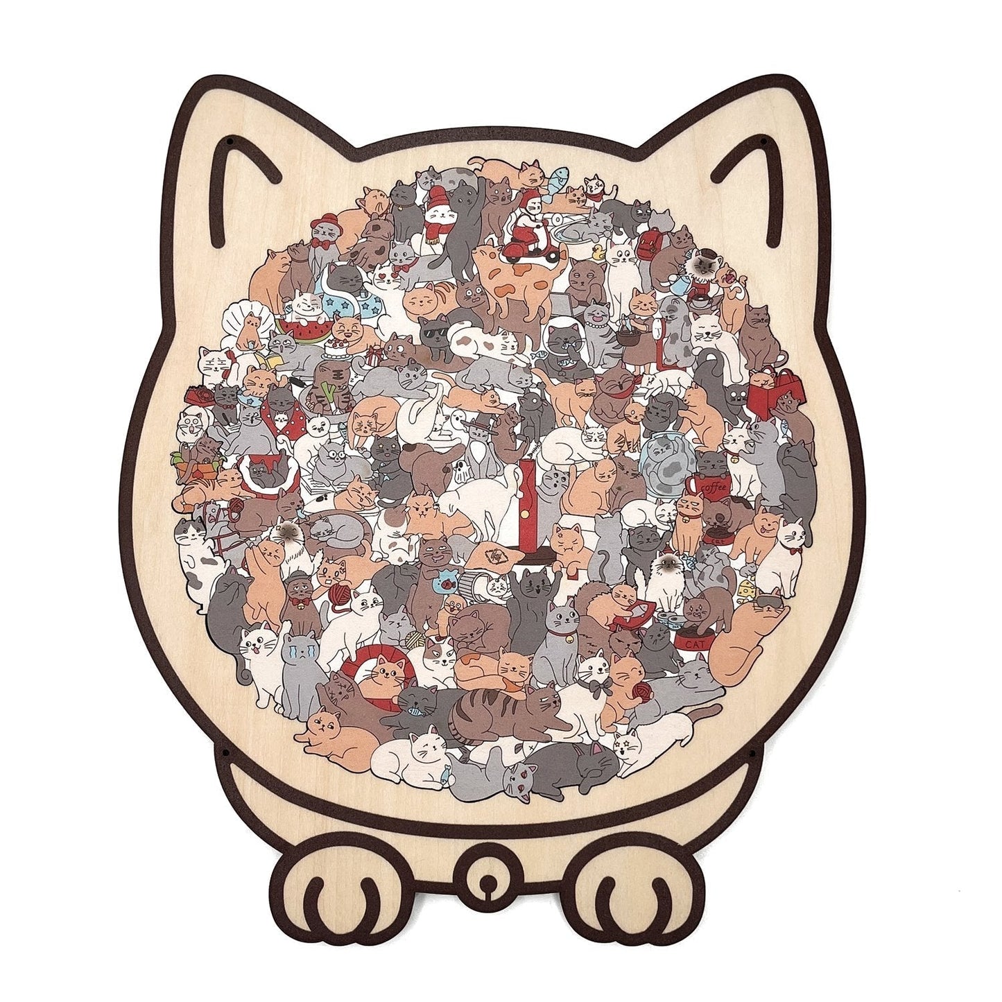 Pawzelle™ – Houten Kattenpuzzel met Morandi-kleuren (135-delig)