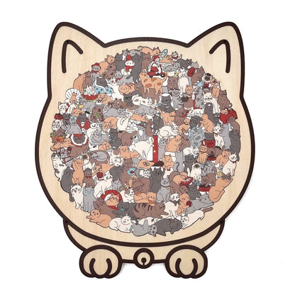 Pawzelle™ – Houten Kattenpuzzel met Morandi-kleuren (135-delig)