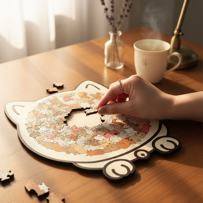 Pawzelle™ – Houten Kattenpuzzel met Morandi-kleuren (135-delig)