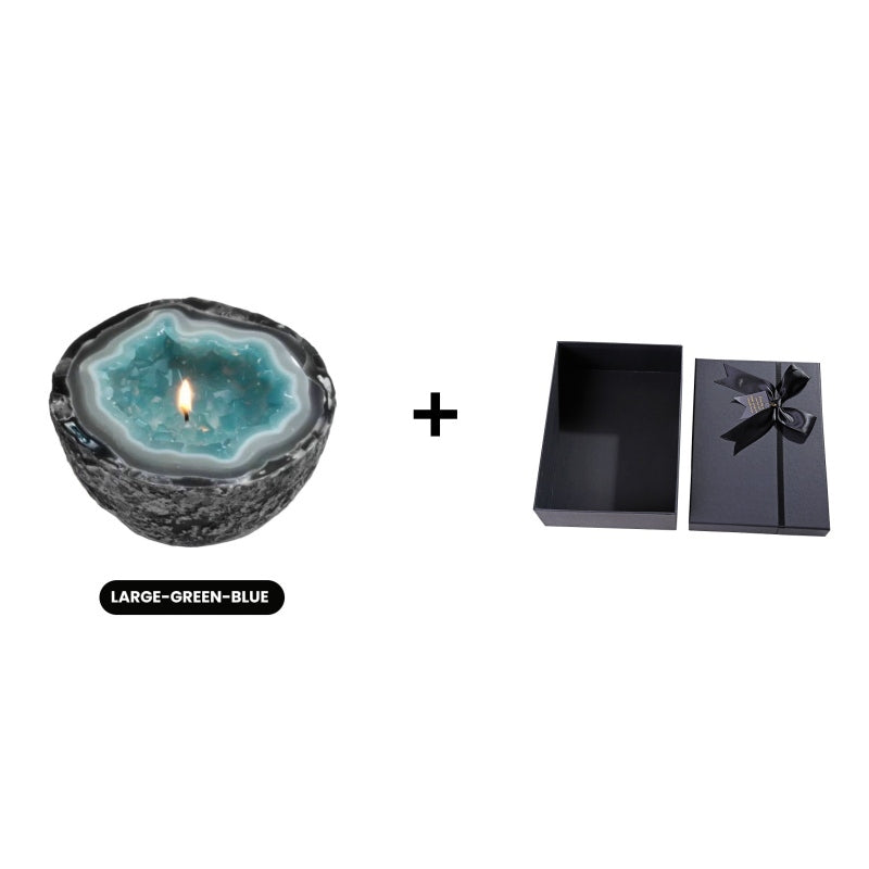 Lumyra™ Geode Kristalkaars – Natuurlijke Rust & Sfeervolle Elegantie