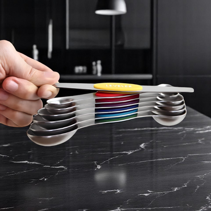 MagnoSet™ – De Slimme RVS Maatlepelset met Magnetisch Design