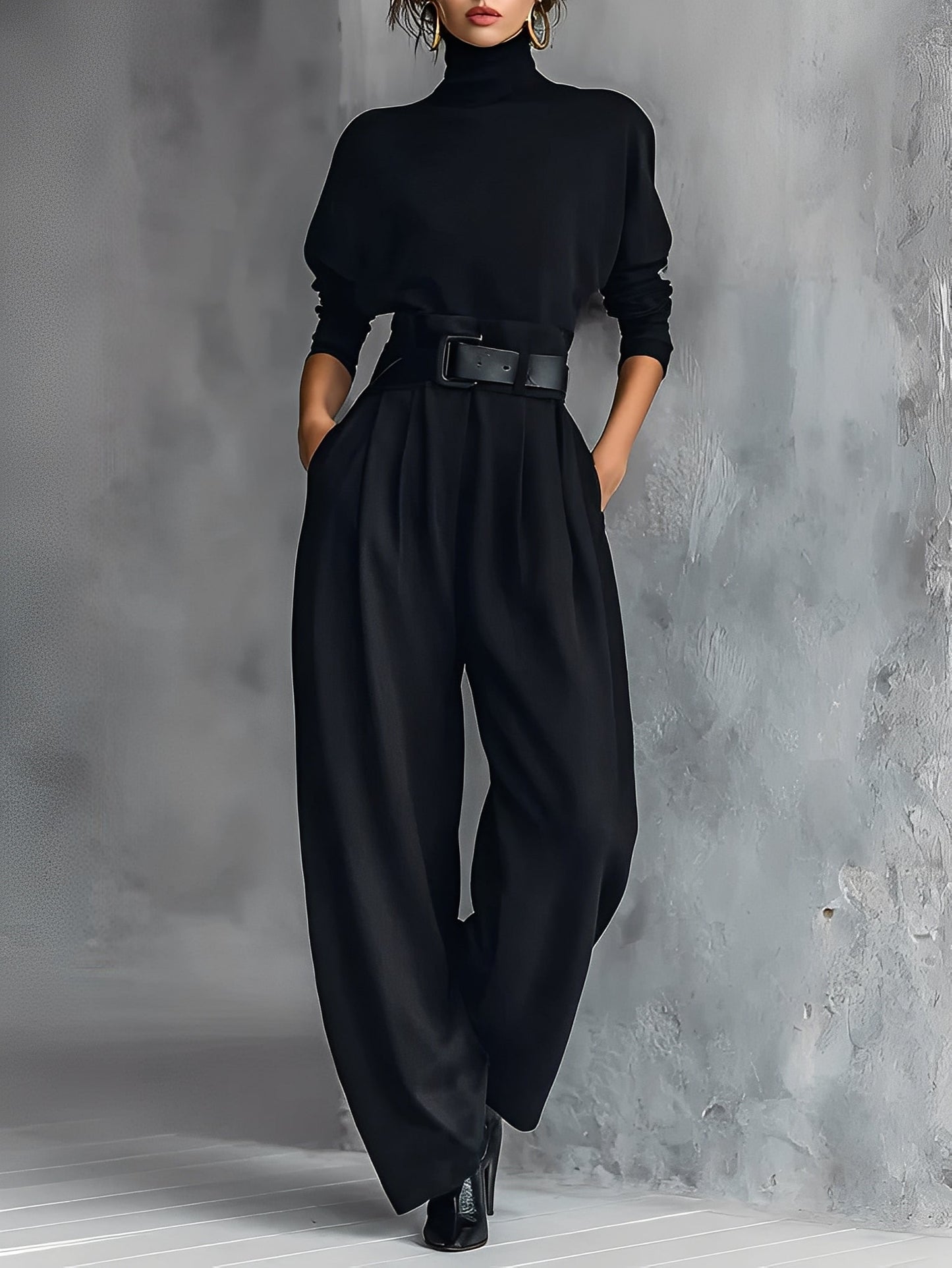 Elvara™ | Elegante Set met Col & Rechte Broek