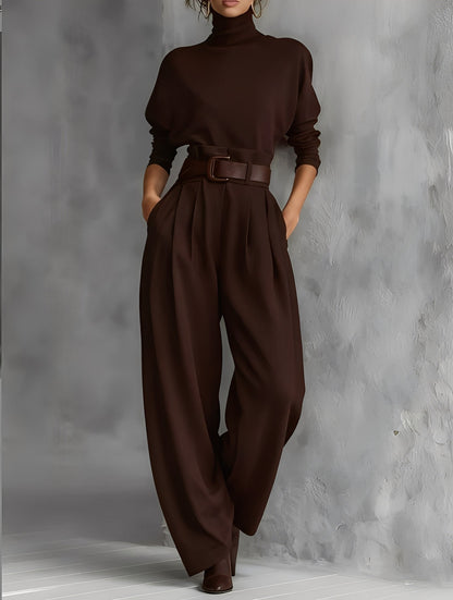 Elvara™ | Elegante Set met Col & Rechte Broek