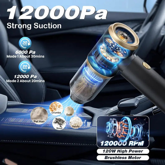 DustGo™ – Draadloze Mini Stofzuiger voor Auto & Meer