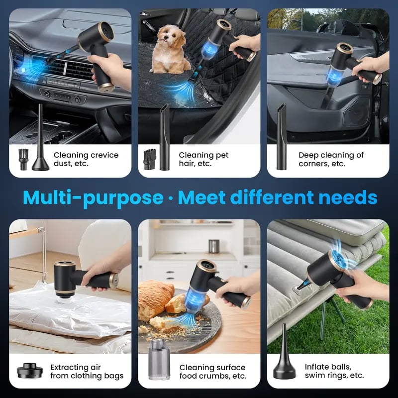 DustGo™ – Draadloze Mini Stofzuiger voor Auto & Meer