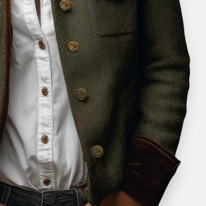 Lunoré™ | Elegante Tweed Jas met Fluwelen Details