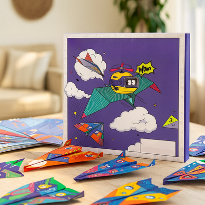 SkyFold™ – Kleurrijke Papieren Vliegtuigset