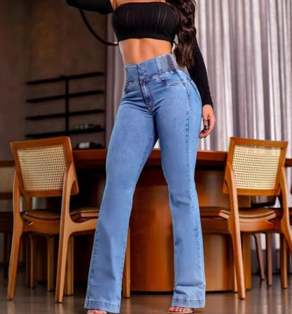 Elyra™ High-Waist Flare Jeans – Stretch Denim