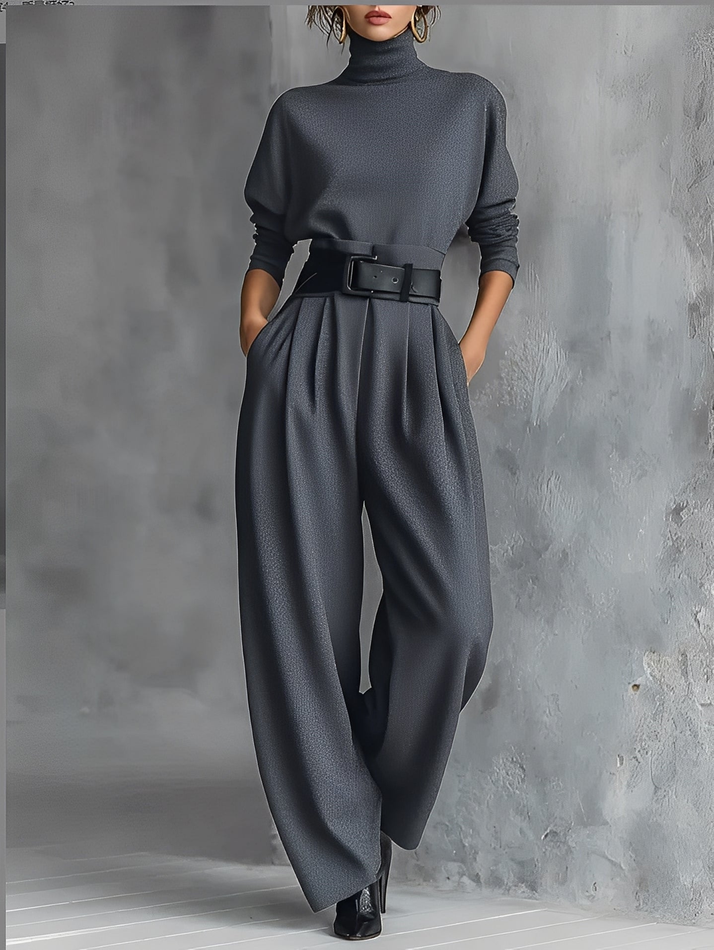 Elvara™ | Elegante Set met Col & Rechte Broek
