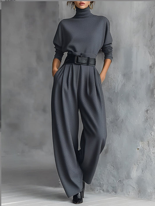 Elvara™ | Elegante Set met Col & Rechte Broek
